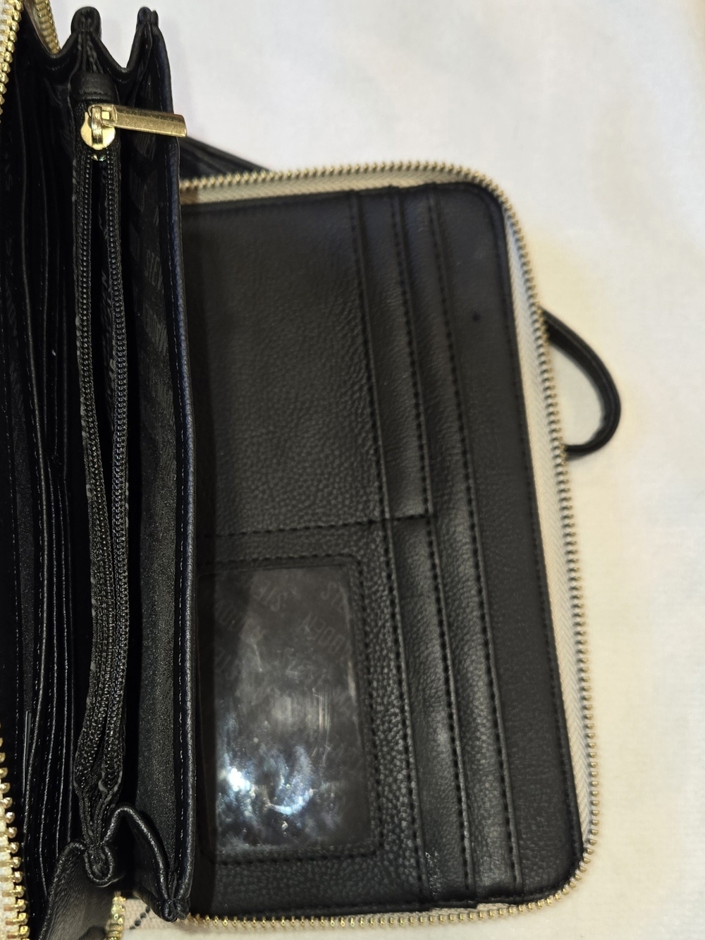 Steve Madden Beige & Black SM Monogram Zip Around Wallet/Wristlet - Picture 12 of 13